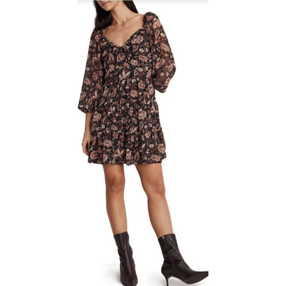 MADEWELL Amalia Tiered Mini Dress in Pampas Blooms NWT size 4